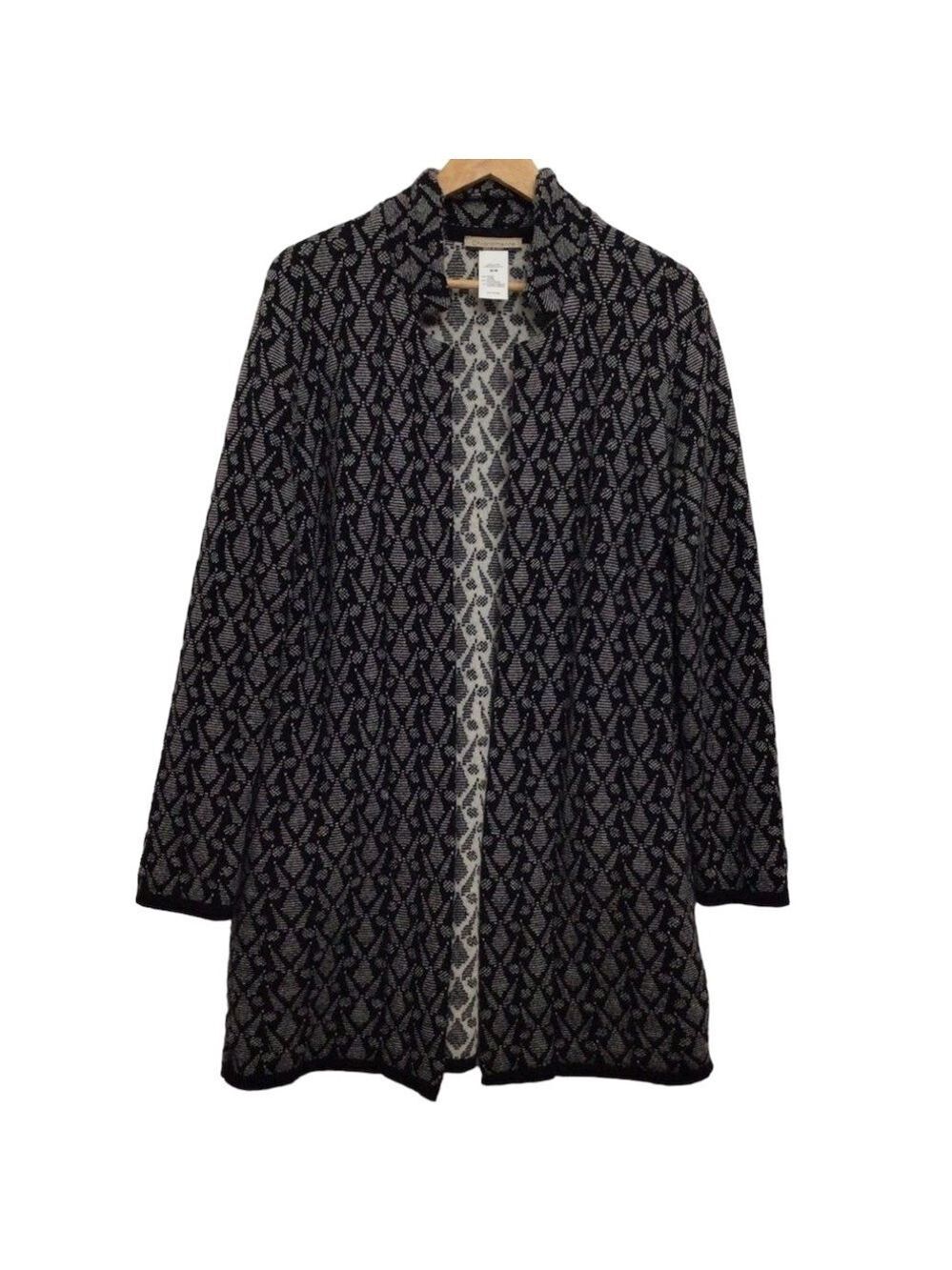 CHIARAMENTE coatigan knit wool blend long duster sweater cardigan medium grey